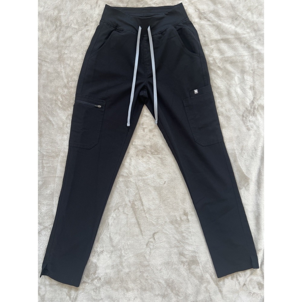 FIGS YOLA‎ Scrub Pants Women's XS Black Straight Leg Technical Collection